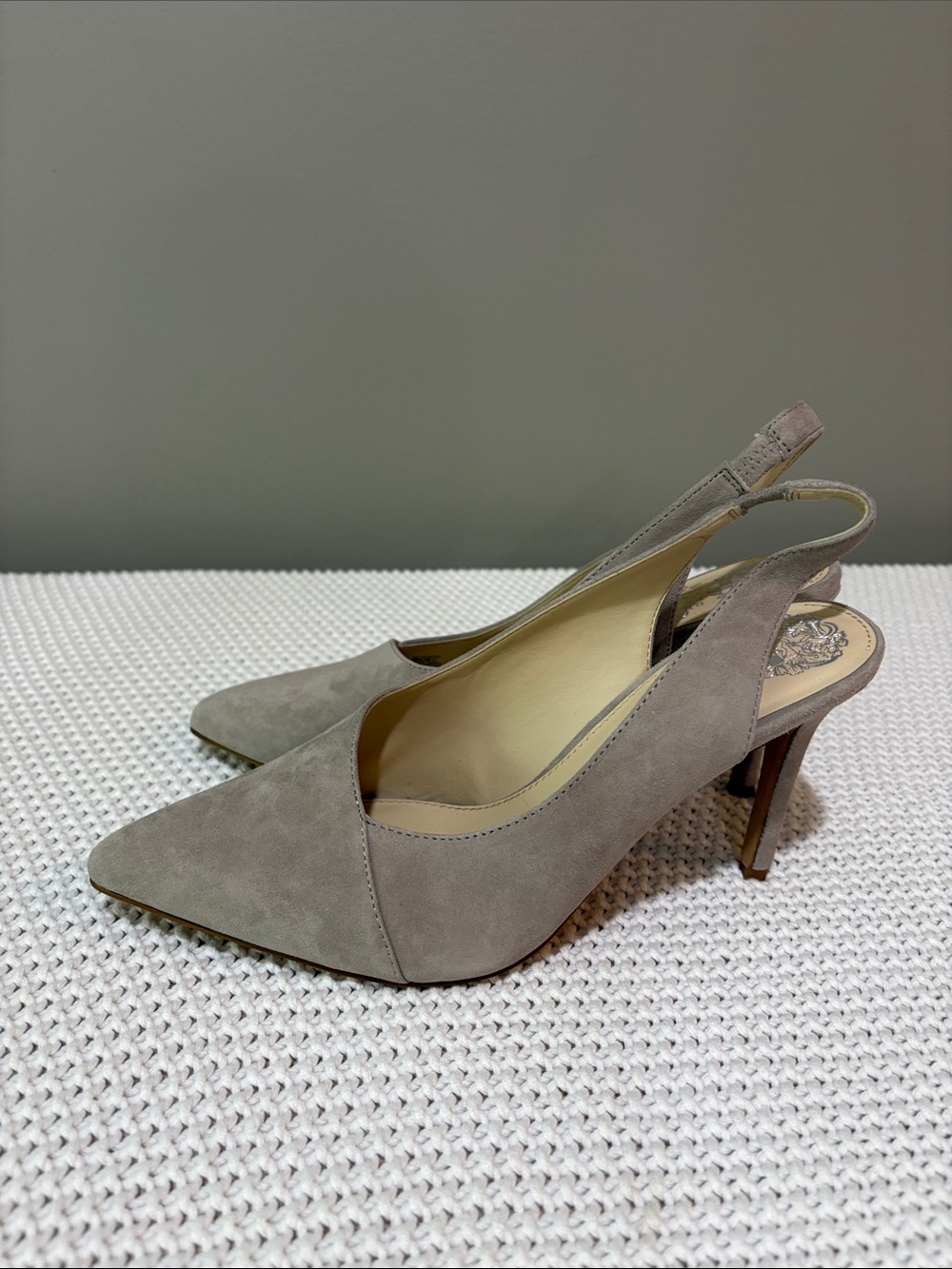 Vince Camuto Taupe Suede Pointed Slingback Pumps